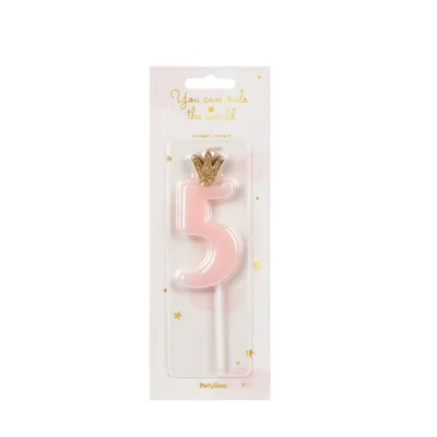 Image de Superbe bougie d'anniversaire "5" en rose vif - Parfaite pour vos fêtes  Ajoutez de la magie et de la joie à votre célébration  9.5 cm d'élégance dans un style exceptionnel