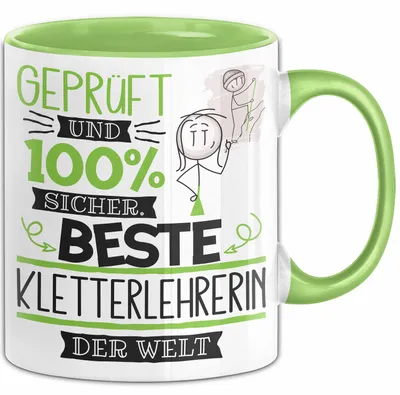 Produktbild von Beste Kletterlehrerin Der Welt Tasse Geschenk für Eine Kletterlehrerin  Und Sicher Geschenkidee Geburtstag Weihnachten (Grün)