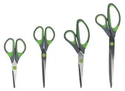 Produktbild von Q-CONNECT Büroschere, 25,5 cm, grau/grün, Softgrip-Griffe