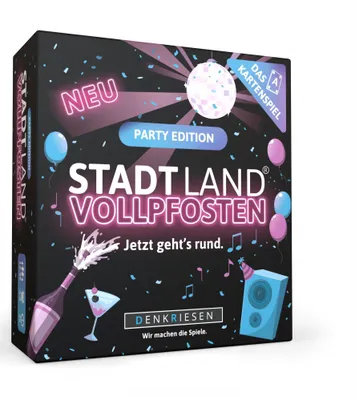 Produktbild von Stadt Land Vollpfosten® Party Edition – "Jetzt geht's rund." | Das Kartenspiel