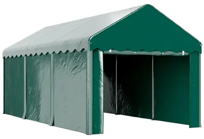 Obrázok produktu pre Zelená garáž – krytá parkovacia plocha 3 x 3,6 m – 2 rolovacie brány – PE fólia 200 g/m² – oceľový rám vhodný pre auto alebo loď