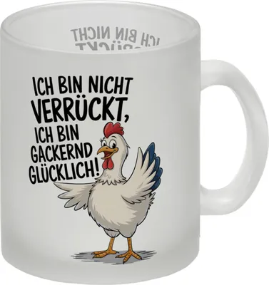 Produktbild von Fröhliches Huhn Gackernd Glücklich Glas Tasse