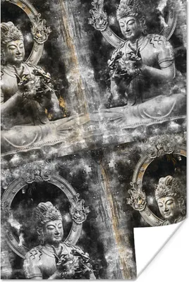 Produktbild von MuchoWow® Poster Buddha - Silber - Rauch 80x120 cm - Papierdruck