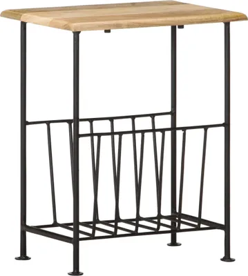 Image de The Living Store Porte-revues 40 x 30 x 50 cm bois massif mangue et acier