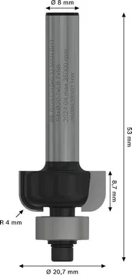 Produktbild von PRO Hohlkehlfräser, R 4, S 8, D 20,7 mm