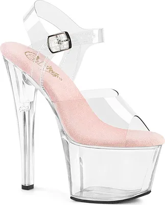 Produktbild von SKY-308 y Pleaser vegane High-Heels Plateausandaletten klar babypink Innensohle