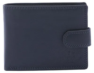 Productafbeelding van Enrico Coveri Heren Portemonnee Echt Leer Drukknoop Zwart Black B UNICA 9.5x12x2 cm
