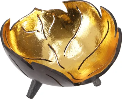 Produktbild von Schale aus Kokosnuss, Exotische Dekoschale - Blatt, Gold, Holz, 8*14*14 cm, Schalen
