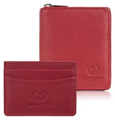 Produktbild von Geschenkset für sie rote Damengeldbörse T-139 und Lederkartenetui T-151 Paolo Peruzzi ZUP-143-RD