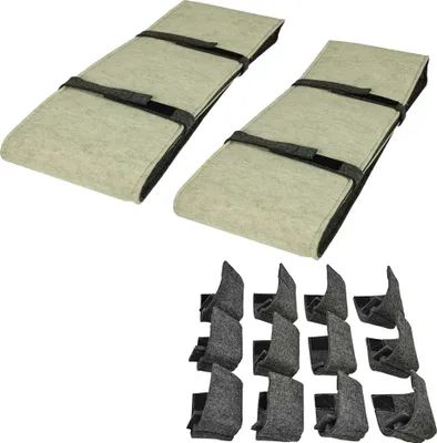 Produktbild von Bierbankauflage + Bodenschoner für Bierzeltgarnitur 220cm x 25cm (2 Stk.) + 12 Bodenschoner Auflage: Grau-Beige | Schoner: Grau