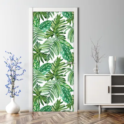 Produktbild von Dekorative Türaufkleber selbstklebend Klebefolie Türtapete Türfolie Tropische Pflanzen 70 x 200 cm