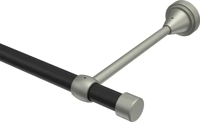 Produktbild von Interdeco Gardinenstange / Vorhangstange Schwarz / Chrom matt, Typ Primus Lucan (Kappe), 16 mm Ø 1-läufig, 280 cm