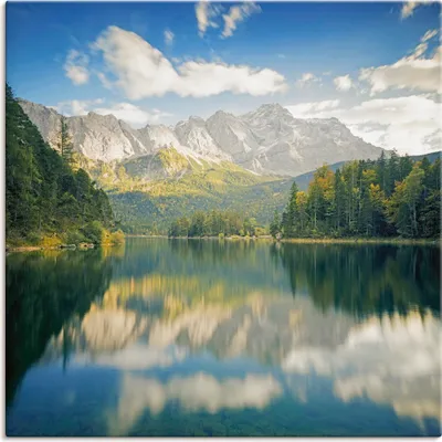Produktbild von ARTland Leinwandbild Zugspitze mit Eibsee Größe: 70x70 cm