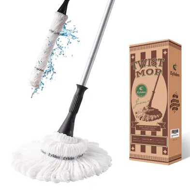 Zdjęcie produktu dla Mop z mikrofibry Eyliden, o długości 146 cm, przeznaczony do czyszczenia podłóg, samowypinający