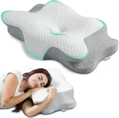 Obrázok produktu pre Vankúš na krk 62x40x11/13 cm, pamäťová pena, ortopedický, prateľný poťah, pre spánok