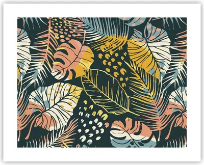 Produktbild von Poster - Poster ohne Rahmen - Blätter modern bunt - 50x40 cm - Wand Bild - Wanddeko - Wandbilder - Kunstposter - Wandposter - Bilder - Kunstdruck - Wanddekoration - Wandbild - P2XAA50x40-4630