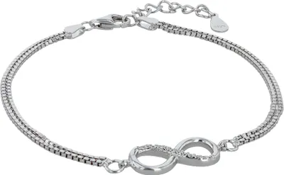 Produktbild von 925/- Echt Silber Infinity-Armband, zweireihig, rhodiniert, 17+3 cm