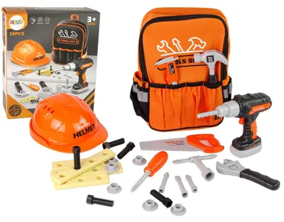 Obrázek produktu pro Sada Majsterkowicza v batohu Přilba Nástroje Oranžová
