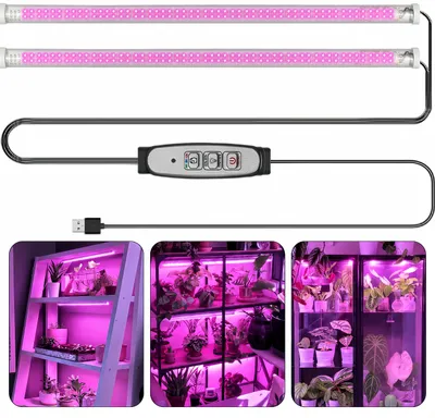 Produktbild von 2x 50CM LED Pflanzenlampe Magnetische Vollspektrum Rosa-Violett,Dimmbar Pflanzenlicht mit Timer,360 LEDs,Wachstumslampe Gewächshaus Grow Lampe