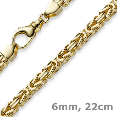 Produktbild von 6mm Armband Armkette Königskette aus 585 Gold Gelbgold 22cm Herren