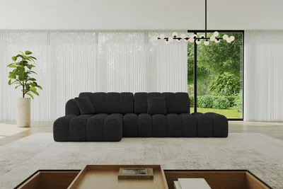 Produktbild von ALTDECOR Ecksofa mit Schlaffunktion und Bettkasten OLEA-L2-S - 321x164x75cm Schwarz - Corner Sofa Eckcouch Couch L-Form, links/rechts angeordnet Schlafcouch Ausziehbar Wohnlandschaft
