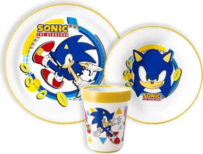 Obrázek produktu pro Protiskluzová sada nádobí Sonic the Hedgehog - 3 kusy