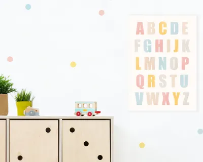 Produktbild von Bild auf Leinwand für das Kinderzimmer ALPHABET- 70x70 cm