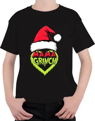 Produktbild von Mama Grinch Weihnachten Weihnachtsmütze Grinch Herz Lustig Mutter Uni Kinder T-Shirt, Schwarz, 128