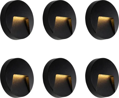 Produktbild von Set mit 6 Runden Schwarzen Außenwandleuchten inkl  LED IP65 Gem
