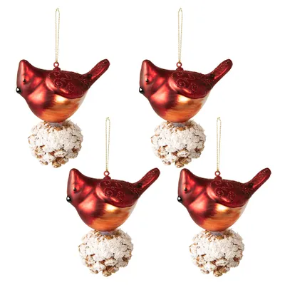Immagine prodotto di Clayre & Eef Set di 4 gingilli natalizi in vetro rosso bianco 11x6x11 cm