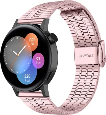 Produktbild von Strap-it Stahlarmband - Kompatibel mit Huawei Watch GT 3Armband 42mmHochwertiger EdelstahlHuawei watch strap Armband mit klappschließe für 20mmArmband Rosa