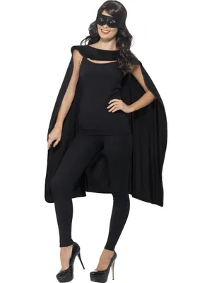 Produktbild von Smiffys Kostüm Umhang mit Augenmaske schwarz Fasching/Karneval SCHWARZ