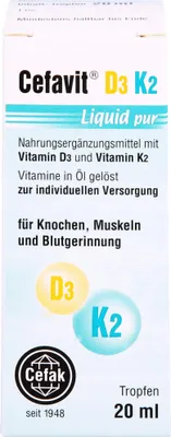 Obrázek produktu pro Cefavit D3 K2 Tekuté čisté kapky na kosti a svaly, 20 ml roztok