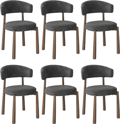 Produktbild von WOLTU Esszimmerstühle, Mid-Century Modern Küchenstuhl mit Chenille-Bezug & Metallbeinen : Grau 6 Farbe: Grau Stückzahl: 6