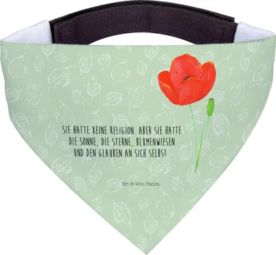 Produktbild von Mr. & Mrs. Panda Hunde-Halstuch Blume Mohnblume - Blattgrün - Geschenk, Halstuch Hund, Motivation, Religion, Dreieckstuch, Tuch, Mohn, Respekt, Räubertochter, Garten