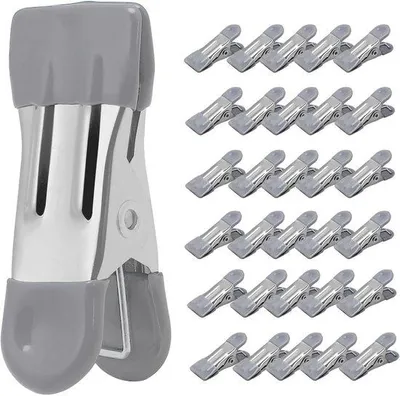 Produktbild von Famanu Klemmen 30 Stück - Metallene Wäscheklammern mit Gummienden