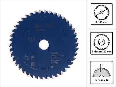Zdjęcie produktu dla Bosch 2 608 644 500, Twarde drewno, Miękkie drewno, Drewno, 14 cm, 2 cm, 1,3 mm, 10000 RPM, 1,8 mm