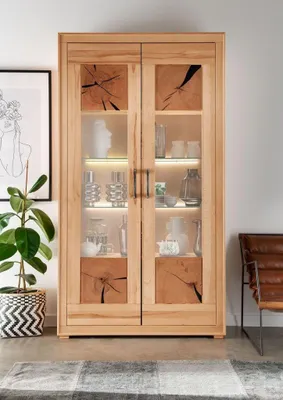 Produktbild von Vitrine 110x201cm 'Danzig' Kernbuche geölt
