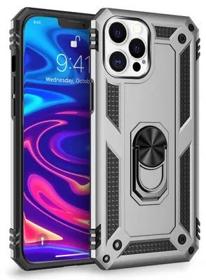 Produktbild von NALIA Ring Hülle für iPhone 12 Pro Max, Silikon Cover Hard Case Handy Etui Slim Silber