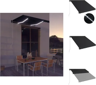 Immagine prodotto di vidaXL Tenda da sole manuale a scomparsa con LED 300x250 cm Antracite - Tende da sole