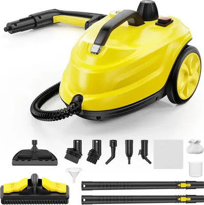 Produktbild von OKWISH 2000W Dampfreiniger mit 13 Zubehör, Bodendampfreiniger bis zu 160°C & 108m², Handdampfreiniger mit 1,8L Tank & verlängerbare Bediengriff für Teppiche, Boden