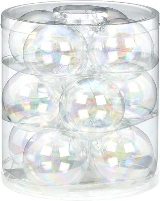 Weihnachtskugeln Glas 8cm, 12 Stück, Farbe:Iris transparent