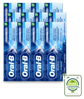 Produktbild von 12 x Oral-B 3D White Arctic Fresh Tandpasta - 75 ml - Großpackung - 12 Stücke