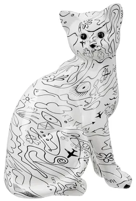 Produktbild von Gilde Figur, Katze, "Modern Art", Einliniendesign, Kunstharz, weiß, VE 2, L. 11 cm, B. 22 cm, H. 29 cm 37961 4063387379615