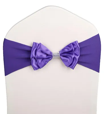 Stuhlschleifen-Bögen, 50 Stück, Dunkelviolett, Organza, Tüll