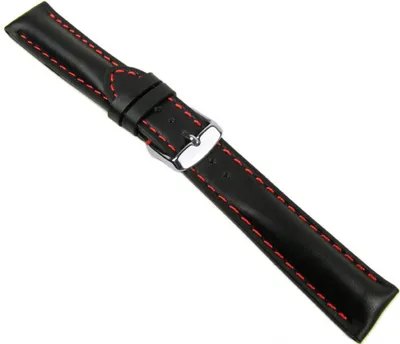 Produktbild von Swiss Chrono I Ersatzband Uhrenarmband Kalbsleder schwarz/Rot 20644S, Stegbreite:20mm