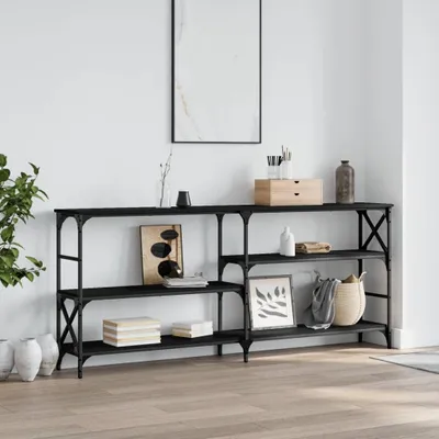 Produktbild von vidaXL Stolik konsola czarny 180x29x76,5 cm materiał drewnopochodny