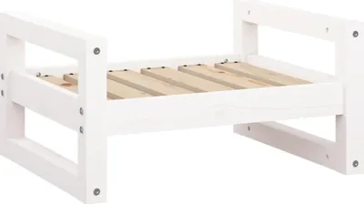 Obrázok produktu pre vidaXL Pelech pre psov biely 55,5x45,5x28 cm Masívne borovicové drevo
