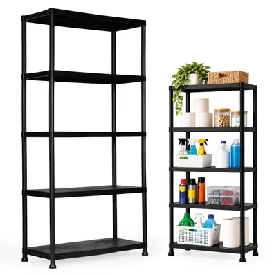 Obrázek produktu pro Víceúrovňový úložný regál s 5 policemi do garáže a sklepa, černý ModernHome