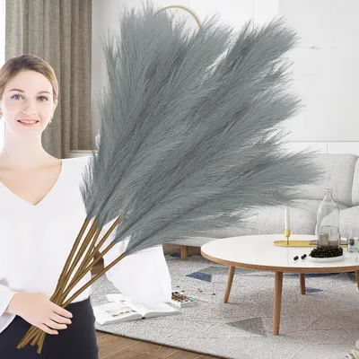 Produktbild von Pampasgras, 110 cm - 6 Stück, künstlich - Flauschige Blütenstände - Dekorative Gräser - Boho-Dekoration - Für Vasen - Dekorative Gräser
